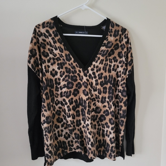 Zara knit leopard print top - Picture 2 of 7